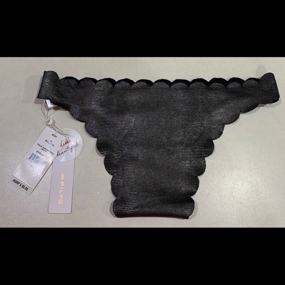 PILYQ Reversible Wave Bikini Bottom Silver/Black - Picture 2 of 6